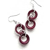 Tagua earrings in burgundy, statement dangle earrings, organic jewelry Tag268