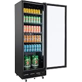 Frostvale 13.4 Cu.Ft Commercial Display Refrigerator with Price Tag Holder | Black Glass Door Beverage Cooler, ETL Upright Merchandiser Fridge for Drinks, Soda, Beer, Water, Cafe, Store