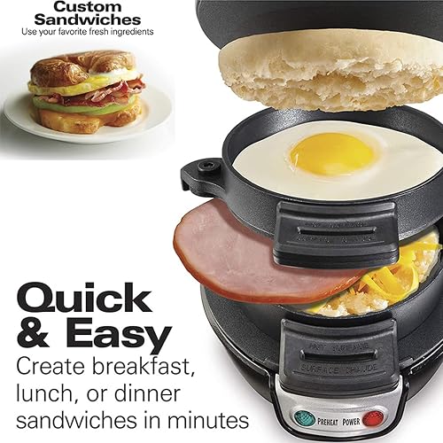 Grill Sandwicheuse Multifonction - Pour Muffins, Burgers Et Œufs - Petit Déjeuner Rapide - Antiadhésif