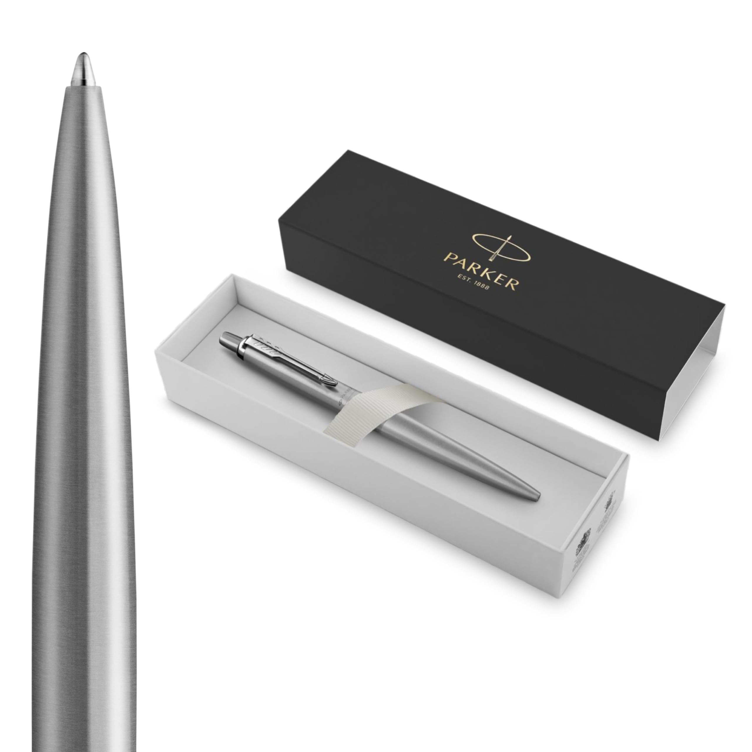Parker Jotter XL Ballpoint Pen | Monochrome Stainless | Medium Point | Blue Ink | Gift Box