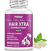 NuBest Hair Xtra - Hair Growth Vitamin for Faster Hair Growth | Natural Hair Thickening with Biotin, Zinc, MSM, B Vitamins, Choline - Hair Supplement, Hair Regrowth | 1 Month Supply