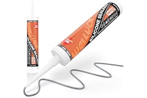 WELLUCK Grey Silicone Caulk, 100% Waterproof Silicone Sealant Adhesive Caulking,for RV, Kitchen,Bathroom, Window, Door, Glass,10.2FL.OZ/300ML（1 Pack）