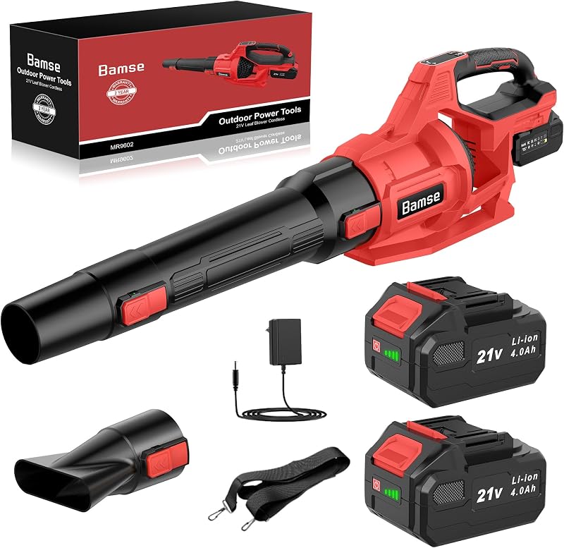 Soffiatore a Batteria 21V, Soffiatore Foglie Elettrico con 2 Batteria