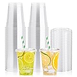 [100 Pack] 12 oz Clear Plastic Cups with Flat
