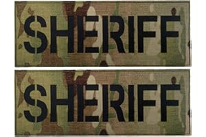 APBVIHL Infrared Reflective Sheriff Patch, Tactical Military Morale Emblem Vest Combat Plate Carrier Law Enforcement Badges with Hook and Loop Fastener Backing, Bundle 2 Pieces (Army Green, 3.94 x 1.57 Inch)