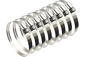 EesTeck 8Pcs 4" Adjustable 304 Stainless Steel Duct Clamps For 4" Hose Clamp Pipe Clamp Air Ducting Clamp worm drive hose clamps (Fits Hoses From 3.5” Diameter up to 4.5”)