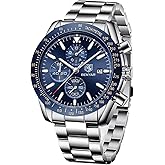 BY BENYAR Watch for Men Analog Quartz Chronograph Waterproof Luminous Designer Mens Wrist Watches Business Work Sport Casual Dress Watch with Silicone Strap Elegant Gifts for Men