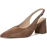 Mostrin Block Slingback Heels for Women Pointed Closed Toe Chunky Heels Office Work Shoes Women's Pumps for Business Casual