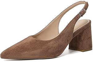 Mostrin Block Slingback Heels for Women Pointed Closed Toe Chunky Heels Office Work Shoes Women's Pumps for Business Casual
