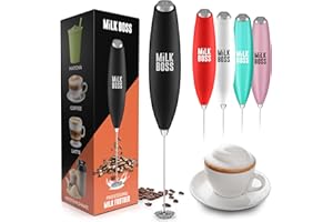 Milk Boss Matcha Whisk - Handheld Electric Stirrer - Matcha Frother Wand & Drink Mixer - Electric Whisk for Matcha Tea & Green Tea - Durable Stainless Steel Matcha Blender - Black Powerful Frother