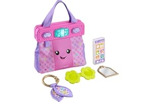 Fisher-Price Baby Learning Toy Laugh & Learn Purse, Going Places Bag with 4 Pretend Play Accessories for Infants & Toddlers A