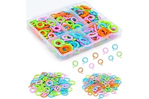 Mnuizu 200Pcs Colorful Crochet Stitch Markers with Plastic Box, Knitting Stitch Rings Size S/L for DIY & Handmade Crafts