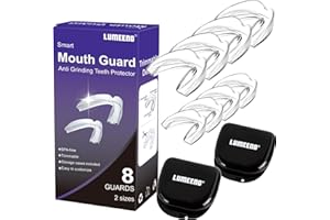 Lumeeno Mouth Guard for Grinding Teeth at Night – Custom Fit Night Guards for Teeth Grinding with 8 Trimmable Dental Guards and 2 Travel Cases