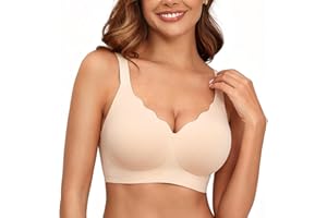 PoseFree Bra for Women Wireless Seamless Push Up Bralette - Full Coverage Comfortable Jelly Bra Scalloped Everyday/Tshirt Bra