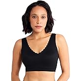 Floatley Cozy Scalloped Bra Comfort Wirefree Full Coverage Seamless Bra with Embedded Pad for Women