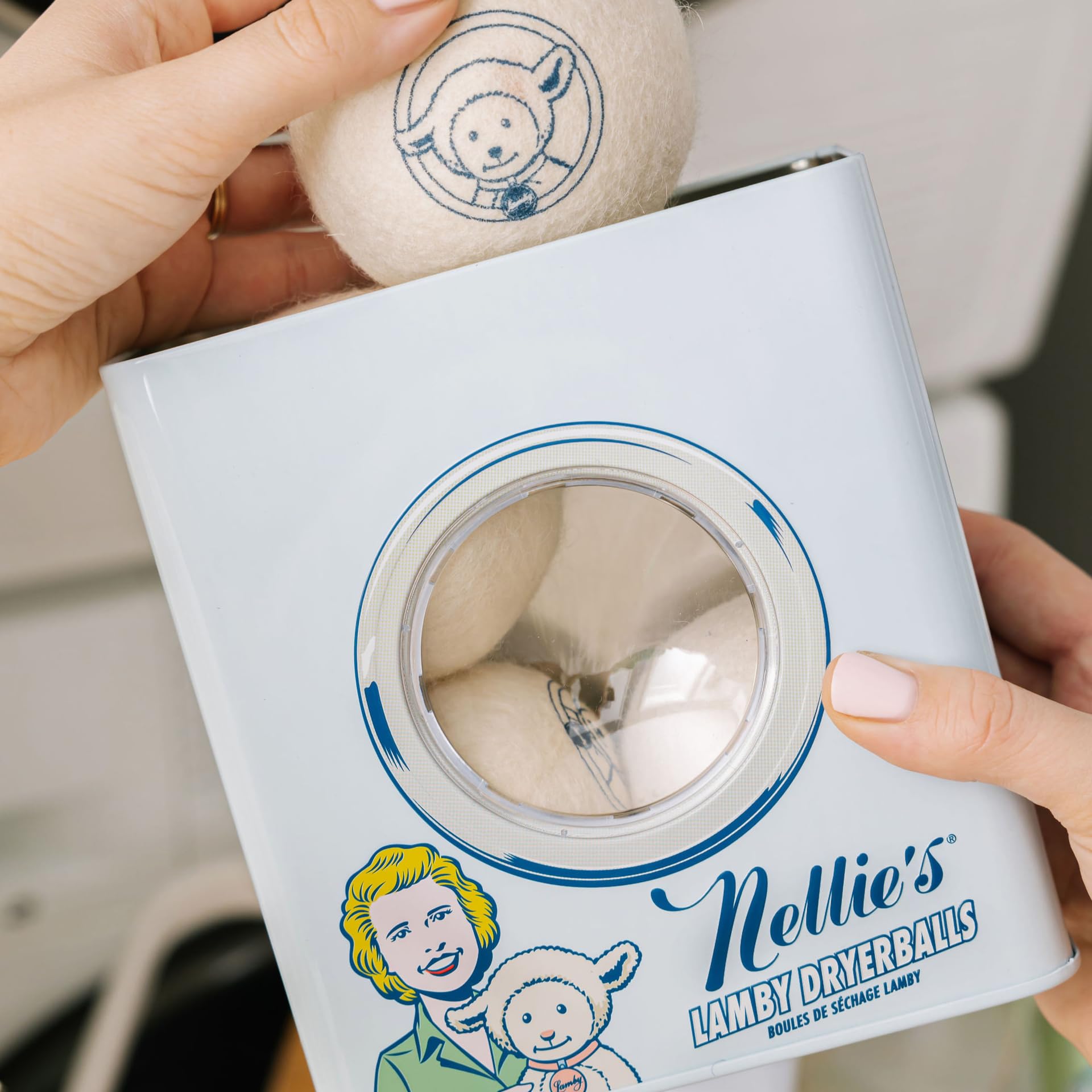 Nellie's Lamby Dryerballs, 4-Pack - Reusable Fabric Softener for 500+ Loads - 100% Pure New Zealand Wool, Silent in Your Dryer, Reduces Cloth Wrinkles, and Saves on Drying Time
