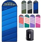 Cotton Flannel Lined Sleeping Bag for Adults Teens Kids, Cold Weather & Warm, 3 Seasons, Lightweight Compact Camping Essentials Equipment, Hiking, Outdoor, Travel