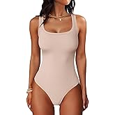 ANRABESS Bodysuits for Women Summer Ribbed Knit Scoop Neck Sleeveless Sexy Slim Fitted Tank Tops 2026 Teen Girls Body Suits
