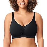 BRABIC Wireless Bras for Women Full Coverage Comfortable No Underwire Everyday Bras Comfort V Neck Push Up Bralettes