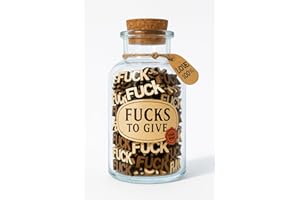 WINUSD 7Oz Fucks to Give, Jar of Fuck Gift, Fuck Wooden Cutouts Letter Piece, Funny Swear Jar, Funny Gifts, Christmas Birthday Valentines Day Gifts for Men, Gag Small Gift, Desk Decor