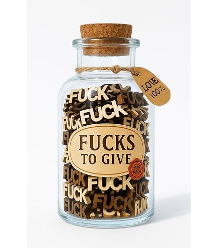 Jar Of Fucks Gift – 5oz Jar, 100 Wooden "Fucks" Cutouts, For DIY Crafts & Funny Gifts