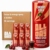 ALLDAY Focus + Energy Spray | Natural Caffeine + L-Theanine + Essential Vitamins | 0 Calorie, 0 Sugar | 12 Spray Bottle | Faster, Cleaner, Smoother Energy* (6 Pack Cherry Cola)