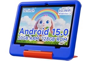 PEICHENG Tablet for Kids with EVA Protective Case, Android 15.0 Toddler Tab PC 10.1Inch RAM 20GB(4+16Expand) + ROM 128GB IPS 800 * 1280 5.0Bluetooth (Blue)