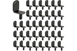 QTLCOHD 100Pcs Shelf Support Pegs 5mm Cabinet Shelf Pins L-Shaped Shelf Pins Style Metal Adjustable Shelving Pegs with Rubber Sleeve for Wood Shelving Cabinet Bookcase (Black)