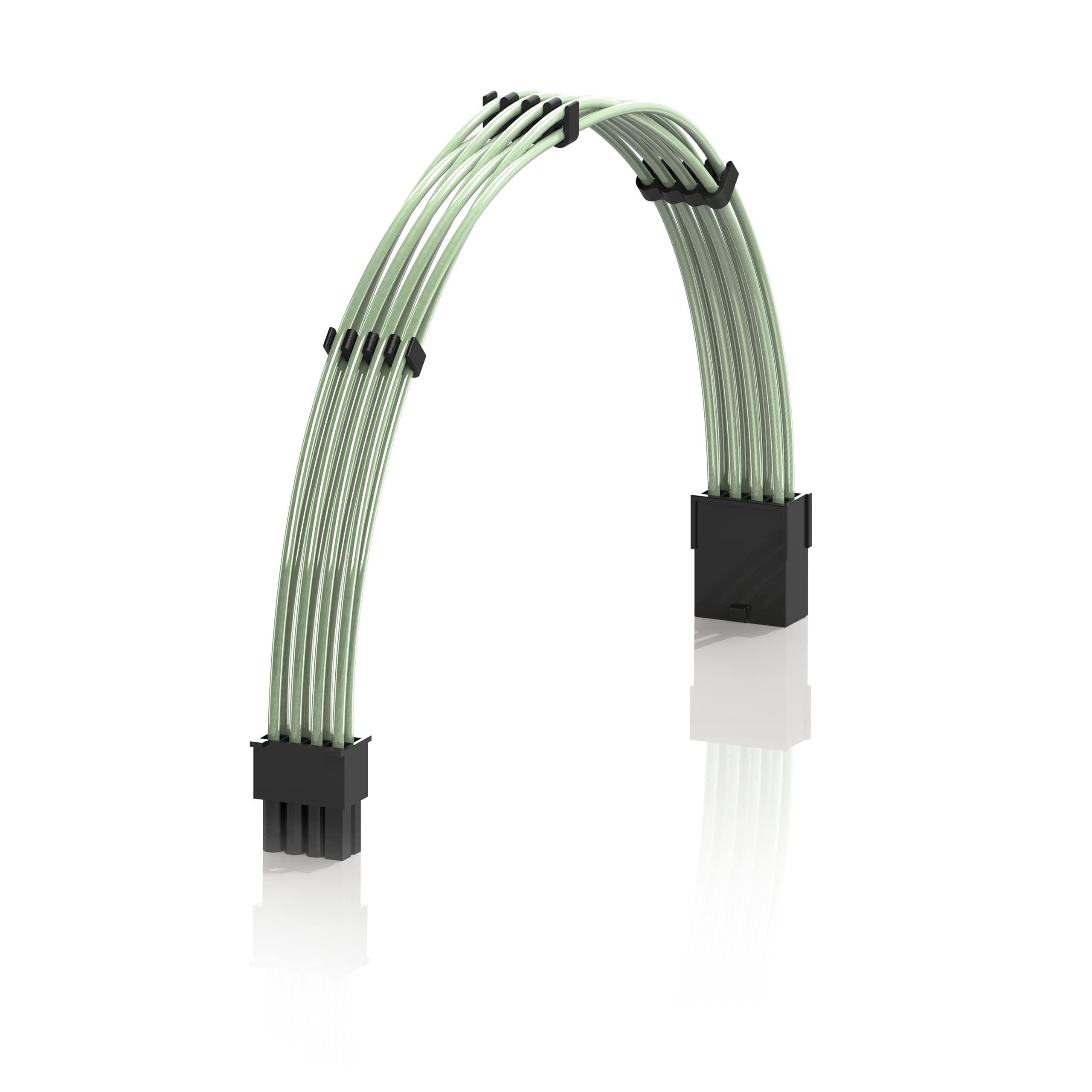 LINKUP - 30cm 8 Pin (6+2) GPU PSU Cable Extension 18AWG Oxygen Free Copper (OFC) Teflon Jacket Custom Mod GPU PC w/Combs | Single Pack | 300mm - Green