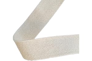 LOSITA 1 inch X 5 Yards Natural Cotton Twill Tape Herringbone Soft Fabric Webbing Strap Ribbon, Bias Binding Tape for Sewing Binding Gift Wrapping DIY Cloth Bag Holders Blanket Edge Sewing Supplies (Beige)