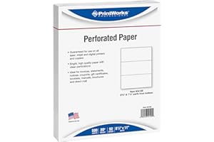 PrintWorks Professional Paper, 8.5 x 11, 20 lb, 2 Horizontal Perfs 3.66" and 7.33", 500 Sheets, White (04120)