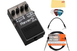 Boss RV-6 Reverb Bundle with Gearlux Instrument Cable, Patch Cable, Picks, and Austin Bazaar Polishing Cloth