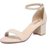 IDIFU Women's Cookie-LO Low Block Heels Chunky Sandals Ankle Strap Wedding Dress Pump Shoes