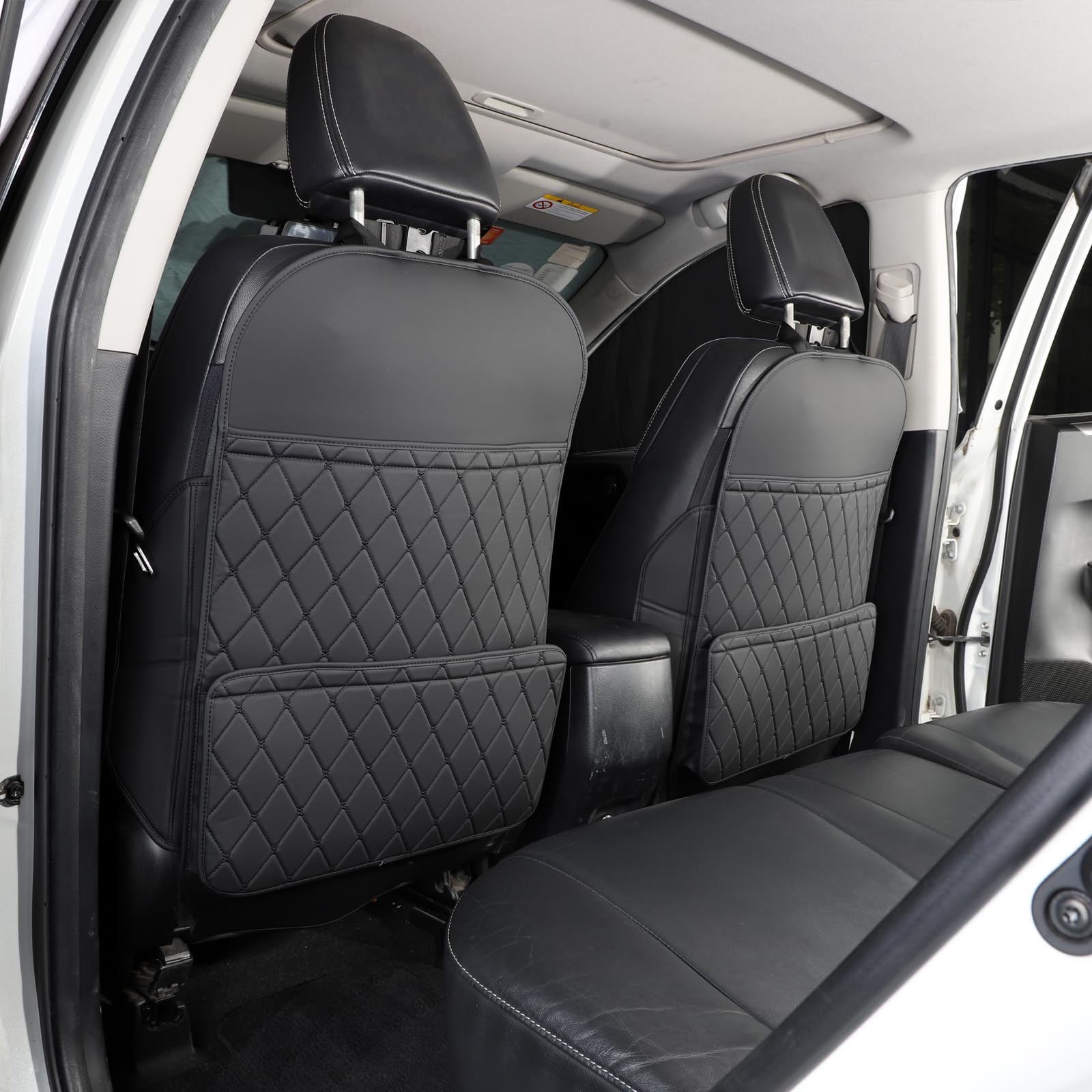 Seat Back Protector + Large Capacity Pocket Storage Organizer,Preventing the Impact of Children Stepping on the Seat Backrest (Black)