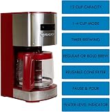 Kenmore Koolatron 12-Cup Drip Coffee Maker 1.8L Glass Pot Digital Timer Red view 2
