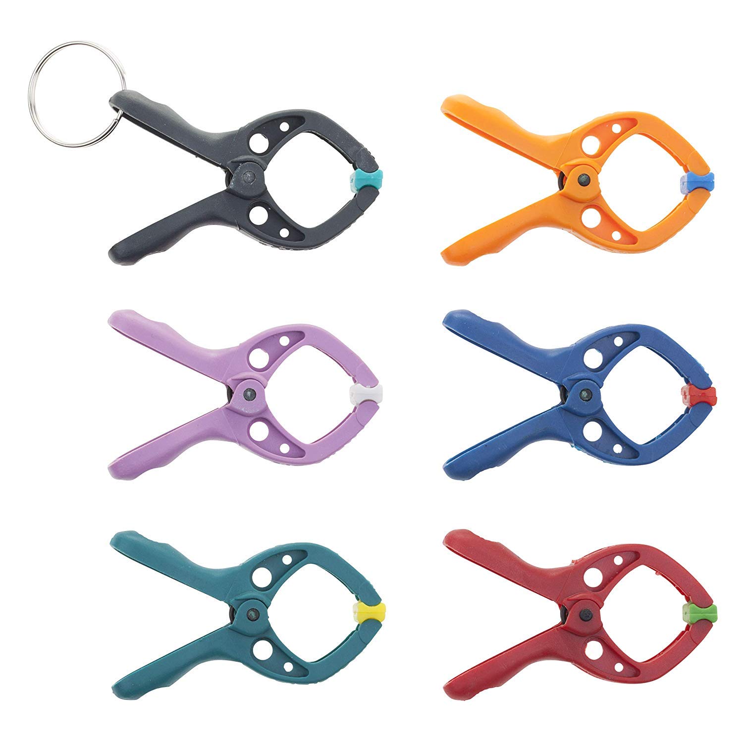 wolfcraft MINI 20 Spring Clamp Set I 3420000 I 6 MINI 20 Spring Clamps with Key Ring