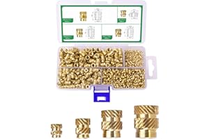 MINTION 500 Pcs Threaded Inserts for Plastic M2 + M3 + M4 + M5, 3D Printer Accessories M3 Thread Inserts Screw Inserts Heat Set Insert Nut Inserts, Metric Knurled Nuts, Heat Inserts for 3D Printing, with Box