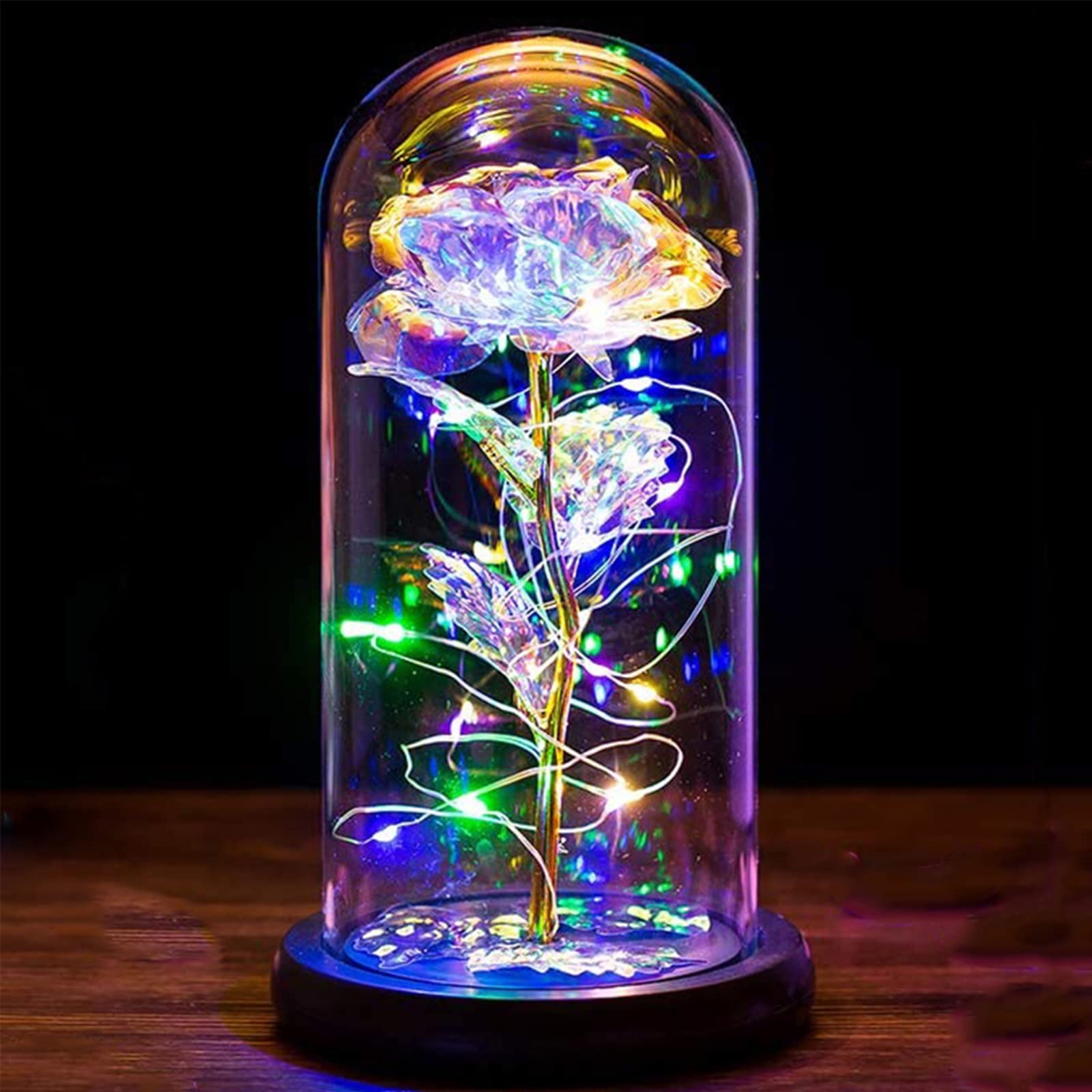 Mothers Day Flowers Gifts for Mum Galaxy Colorful Rose Birthday Gifts for Women Crystal Flowers Eternal Rose Gifts for Women Mum Grandma Nana Nanny Stepmum Anniversary Light Up Flower in Glass Dome