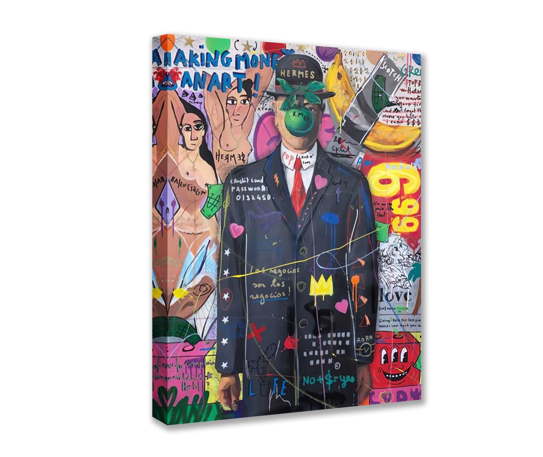 Room Wall Creative Pictures Graffiti Street Paintings 1 Piece Canvas Inspirational Pop Art Colorful Modern Artwork Home Decor for Living Room Framed Gallery-wrapped Ready to Hang 12x16inch — image 1