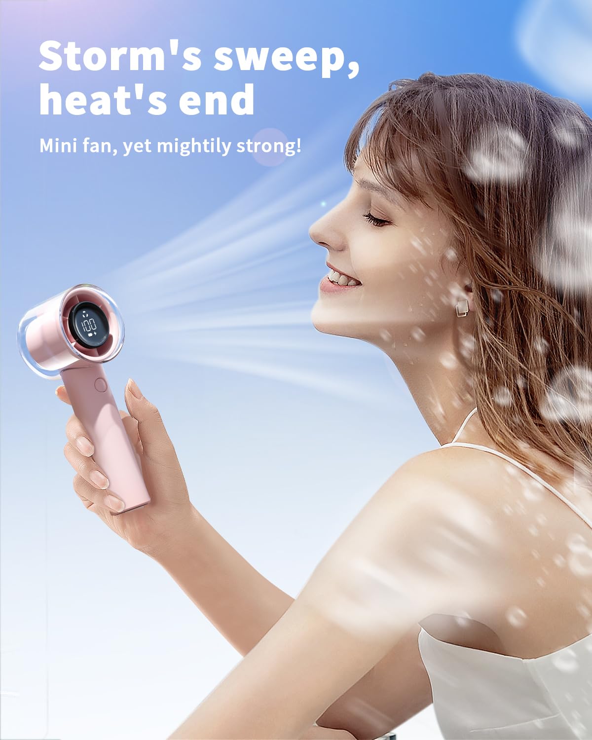 coldSky Handheld Portable Turbo Fan, Speed (1-100) Adjustable USB Rechargeable Powerful Mini Fan With Digital Display, 3000mah Battery Operated Small Fan For Outdoor, Travel, Office