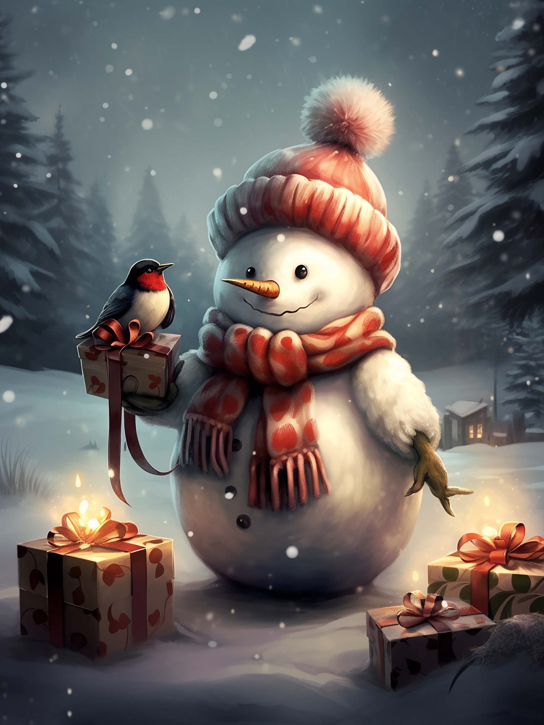 Reofrey DIY Diamond Painting Kits for Adults Christmas Snowman, Diamond Art Full Drill Round Rhinestone Diamond Painting Accessories, Cross Stitch Embroidery Canvas for Crafts Home Wall Decor 30x40cm