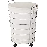 Honey-Can-Do HMP-02108 Steel Canvas Rolling Laundry Hamper, Chrome
