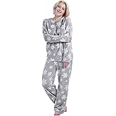 Istylish Women's Fleece Pajama Sets 2 Piece Flannel PJS Sets For Women Ultra-Soft Printed Sleepwear