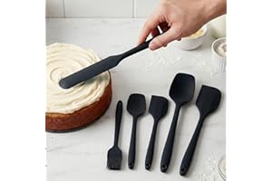 Silicone Kitchen Utensils Set 6-Piece, Non-stick Heat Resistant Spatula Set, Food-Grade Silicone Scrapers for Cooking, Baking