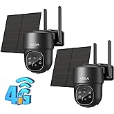 Xega 4G LTE Cellular Security Camera Solar with SIM Card【2 Pack】Wireless Outdoor No WiFi Camera,2K HD PTZ Night Vision Motion Detection 2 Way Talk TF&Cloud Storage, Only Support the Built-in SIM Card