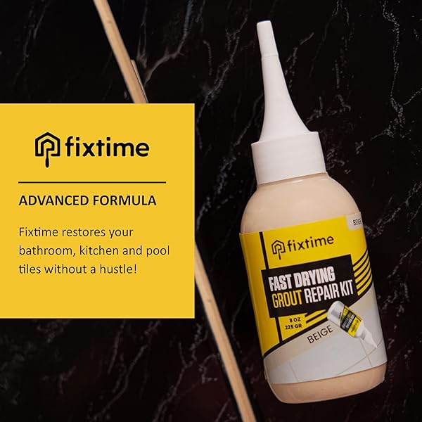 GROUT FILLER REPAIR KIT – CREAM BEIGE PREMIXED CRACK FILLER FOR FLOOR TILES – FAST DRYING GROUT SEALER WITH SPATULA – 8 OZ