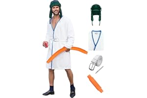 Mainfini 4 Pcs Men's Cousin Robe Costume Christmas White Robe with Trapper Hat Belt Pipe (M-L)
