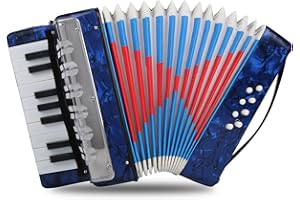 GAEIRT Kids Accordion Entry Level Piano Accordion 17 Key 8 Bass Beginner Accordion with Adjustable Shoulder Strap Piano Accordion Instruments for Childrens and Beginners