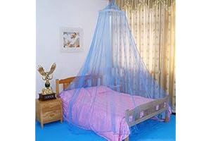 DAYSTART Mosquito Net Round Lace Curtain Dome Bed Canopy Netting for Single to King Size Beds,Camping (Blue)