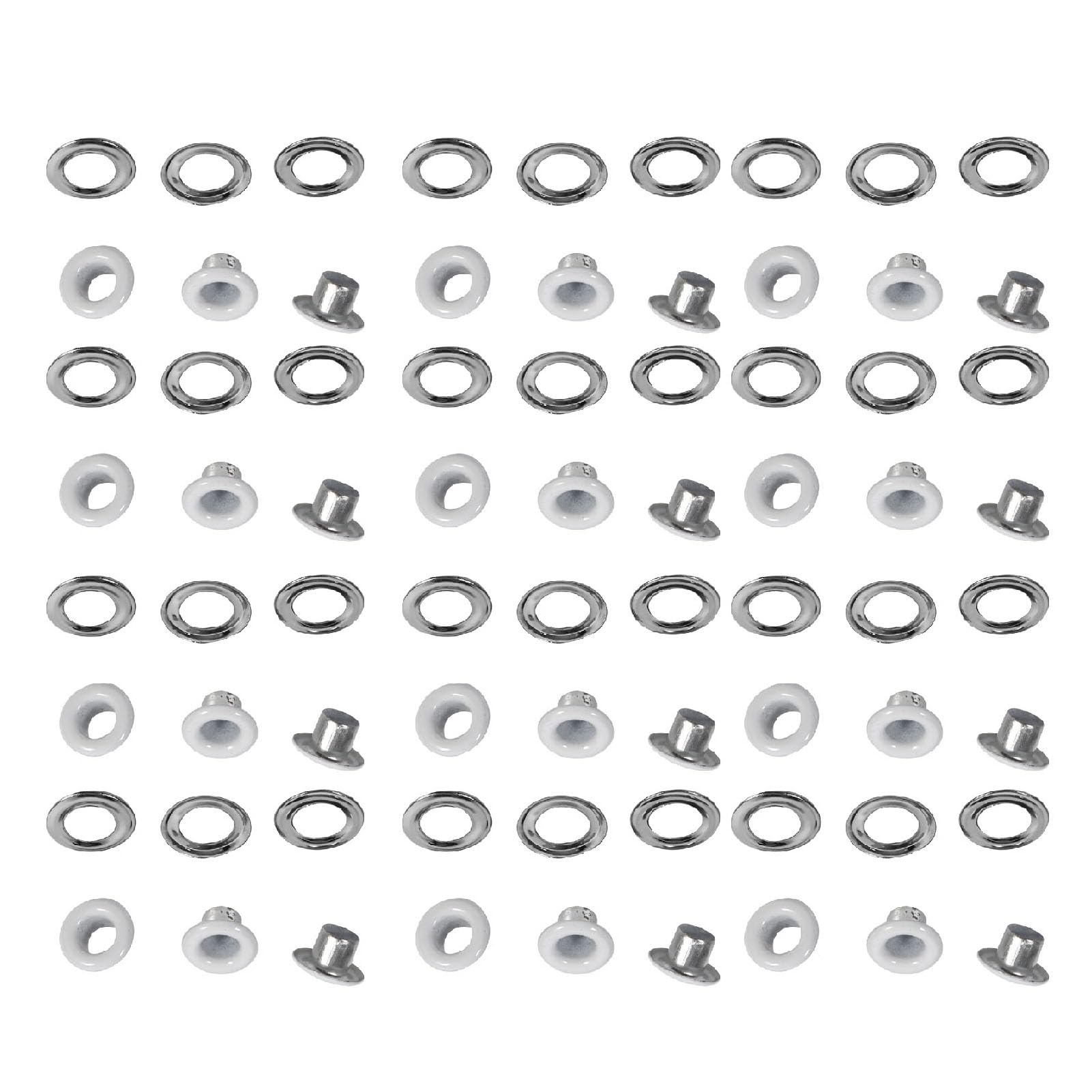 Metal Grommets Eyelets Set, 4mm 100 Pieces Round Shape White Eyelets Grommets Accessories for Shoes Bags Clothing Crafts Tarpaulin Leathercraft Bags Scrapbooking